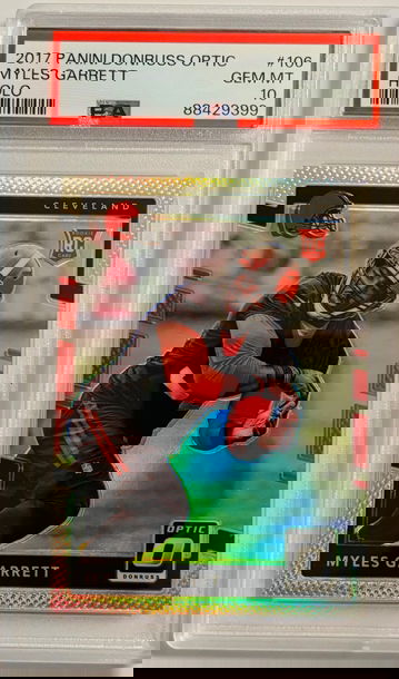 2017 DONRUSS OPTIC HOLO SILVER PRIZM #106 MYLES GARRETT RC PSA 10 