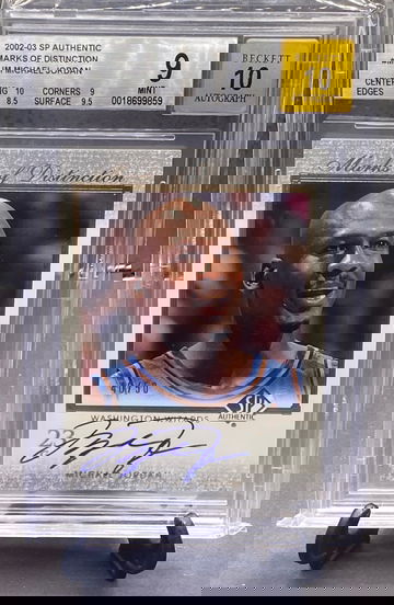 2002-03 Sp Authentic Michael Jordan Marks Of Distinction On Card Auto BGS 9