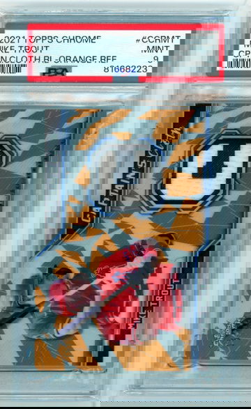 2021 Topps Chrome #CCRMT Mike Trout CPTN.CLOTH RL-Orange Refractor PSA 9 MINT!