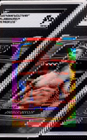 2022 Panini Select WWE Tie-Dye Prizm Jordan Devlin #81 /25 SGC 9