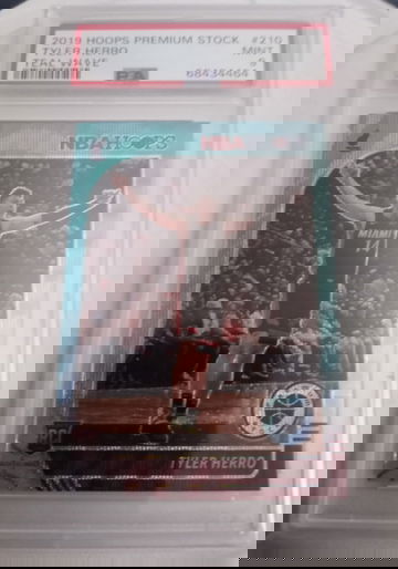 2019-20 PANINI HOOPS ROOKIE PREMIUM #210 TYLER HERRO RC TEAL WAVE PRIZM RARE SSP PSA 9! MIAMI HEAT..