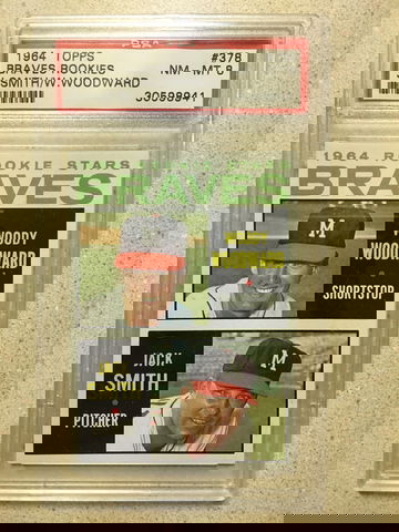 1964 Topps #378 Braves Rookies PSA 8 NM-MT WOODY WOODWARD JACK SMITH 