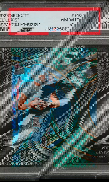 2023 Panini Select Dragon Scale Prizm Will Levis #148 RC Premier Level /70 PSA 8