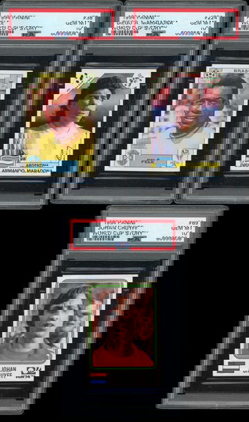 1994 Panini World Cup Story Sticker Pele Maradona Cruyff PSA 10 Set All Low Pop