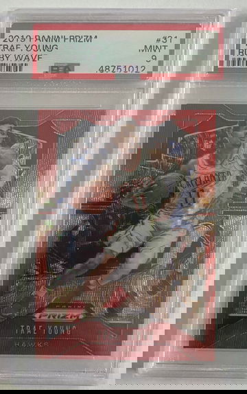 2019 Panini Prizm Trae Young Ruby Wave PSA 9