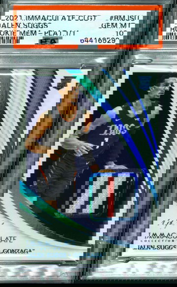 JALEN SUGGS 2021-22 Panini Immaculate Draft Patch RC SSP 1/1 PSA 10 Gem Mint Gonzaga