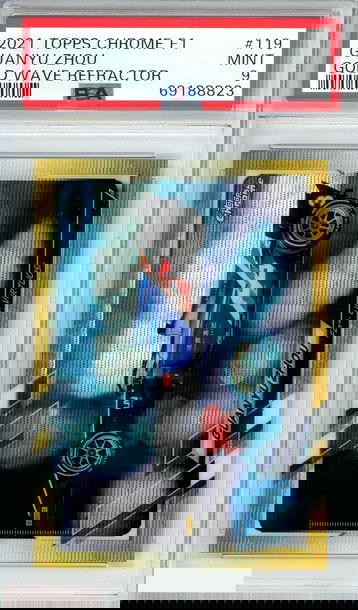 2021 TOPPS CHROME F1 GUANYU ZHOU #119 GOLD WAVE REF 40 OF 50 F2 RC PSA 9 MINT