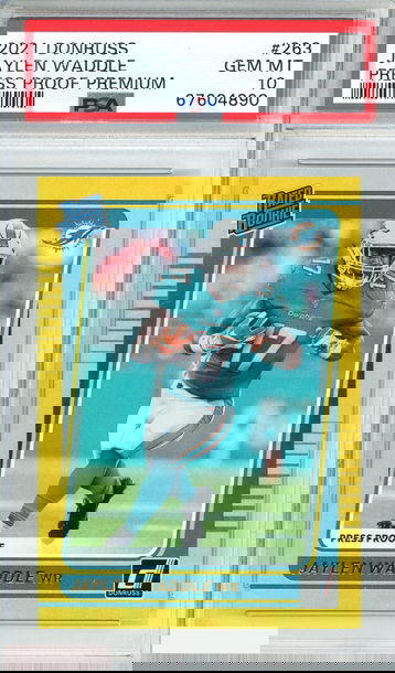 2021 PANINI DONRUSS JAYLEN WADDLE #263 PRESS PROOF PREMIUM RC PSA 10 GEM MT