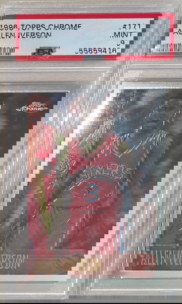 Allen Iverson 1997-97 topps chrome rc rookie psa 9 