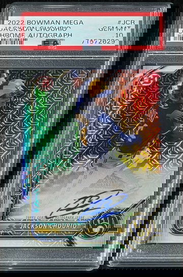 Jackson Chourio 2022 Bowman Chrome Mega On-Card Autographed #BMCA-JCR Rookie Card PSA GEM MINT 10 