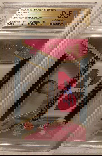 2007-08 SP ROOKIE THREADS ROOKIES GOLD #68 AARON BROOKS AUTO 13/50 BGS 9.5 GEM MINT