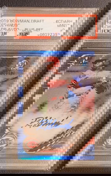 2019 Rece Hinds Bowman Draft Chrome Blue Refractor Auto PSA 9