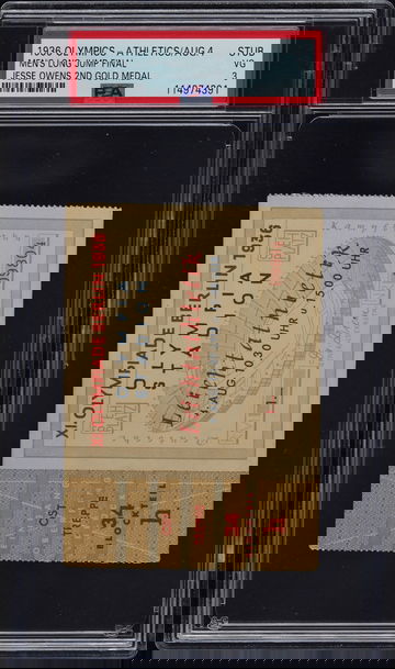 1936 Olympics Ticket Stub Jesse Owens 2nd Gold Medal Long Jump Final Track & Field PSA 3