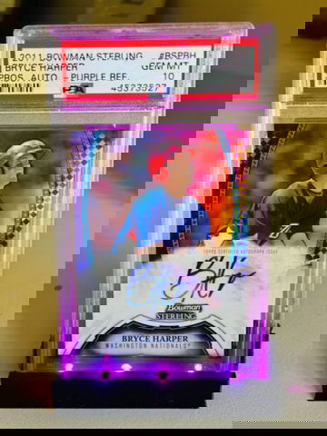 PSA 10 BRYCE HARPER 2011 BOWMAN STERLING RC AUTOGRAPH PURPLE /10 REFRACTOR POP 5