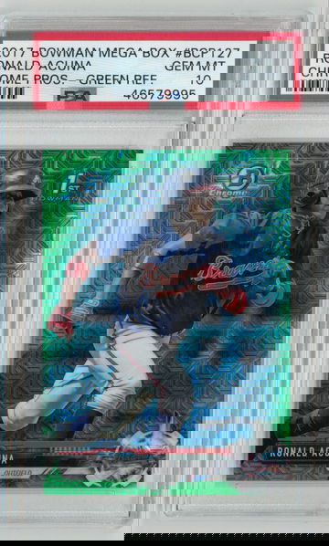 2017 Bowman Mega Box #BCP127 Ronald Acuna Chrome Prospects Green Refractor PSA 10 Rookie RC