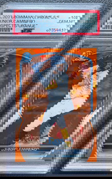 JUNIOR CAMINERO 2023 BOWMAN CHROME SAPPHIRE EDITION ORANGE /75 PSA 10