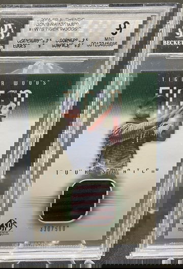 2001 SP Authentic Tour Swatch Tiger Woods RC #TWTS /500 BGS 9