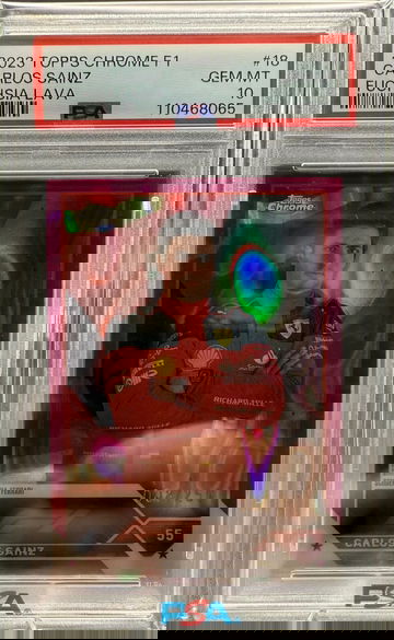 2023 Topps Chrome F1 Carlos Sainz Fuchsia Lava 8/250 PSA 10 Population 3