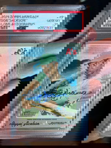 2019 Topps Heritage Reggie Jackson Real One Autographs PSA 10 Auto 1970 Design