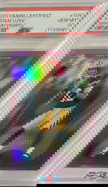 2020 Panini Certified Jordan Love Purple RC /10 PSA 10 ~ pop 2