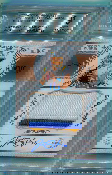 2020 Panini National Treasures Justin Herbert Crossover Rookie Patch Autograph Auto RPA /99 BGS 9/10