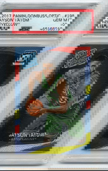 JAYSON TATUM 2017 Panini Donruss Optic Red Yellow Rookie Refractor PRIZM PSA 10 