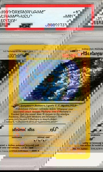 1999 POKEMON GAME MACHAMP-HOLO #8 1ST EDITION PSA 9 MINT