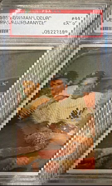 1953 Y. BERRA / H. BAUER / M. MANTLE BOWMAN COLOR PSA 5