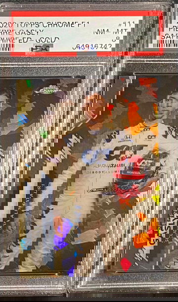 2020 Topps Chrome Sapphire Pierre Gasly Gold Refractor /50 Alpha Tauri F1 Formula 1 PSA 8