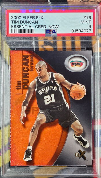 2000 Fleer E-X Tim Duncan Essential Credentials Now /201 PSA 9