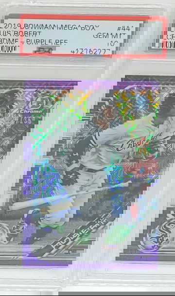 2019 Bowman Mega Box Luis Robert Purple Refractor #/250 SP RC #44 PSA 10 GEM MINT