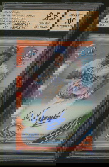 2019 Bowman Chrome Wander Franco Orange Refractor Auto /25 BGS 9.5/10