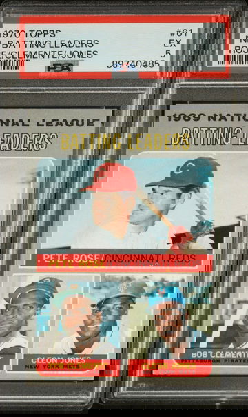 1970 Topps NL Batting Leaders Rose/Clemente/Jones PSA 5