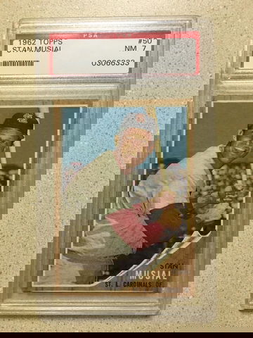 1962 Topps #50 Stan Musial PSA 7 NM CARDINALS HOF