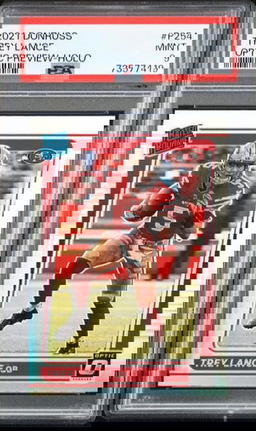 2021 Donruss Rated Rookie Optic Holo Preview Trey Lance RC #P254 PSA 9