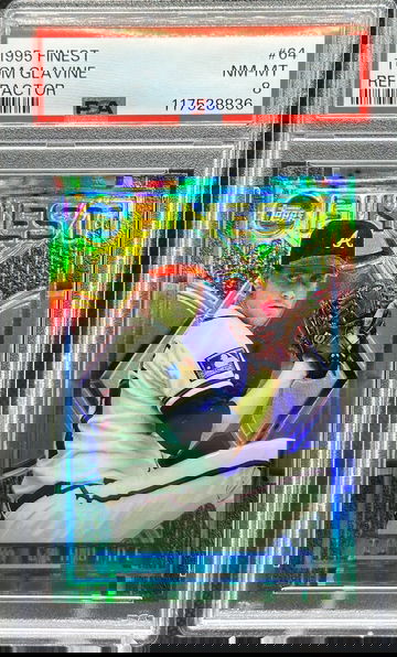 RARE 1995 Topps Finest REFRACTOR TOM GLAVINE #64 PSA 8 BRAVES HOF! SHARP!