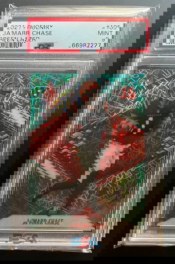 2021 Ja’Marr Chase Phoenix Green Lazer /25 PSA 9 RC