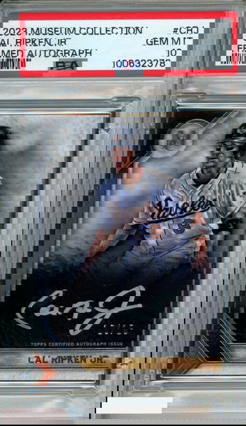 2023 TOPPS MUSEUM COLLECTION CAL RIPKEN JR #CRJ FRAMED AUTO OF 15 POP 1! PSA 10
