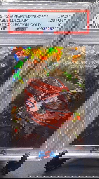 2024 Topps Chrome Sapphire F1 Charles Leclerc Helmet Collection Gold Refractor    PSA 10