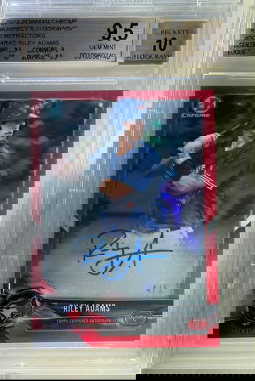Riley Adams 2018 Bowman chrome 1st red refractor auto autograph BGS 9.5 10 #4/5