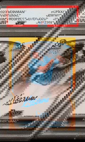 2023 Bowman Chrome Xavier Isaac Gold Refractor Auto #/50 PSA 10