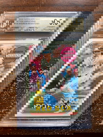 2018 Topps Heritage 130 Andrew Benintendi Action BGS 9.5