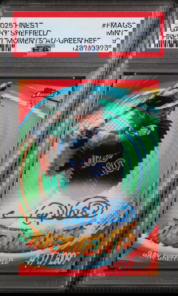 2025 Topps Finest Finest Moments Autographs Green Refractor Gary Sheffield #FMAGS /75 PSA 9