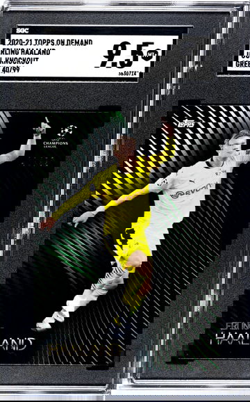 2020 Topps Knockout UEFA Erling Haaland Green /99 SGC 9.5