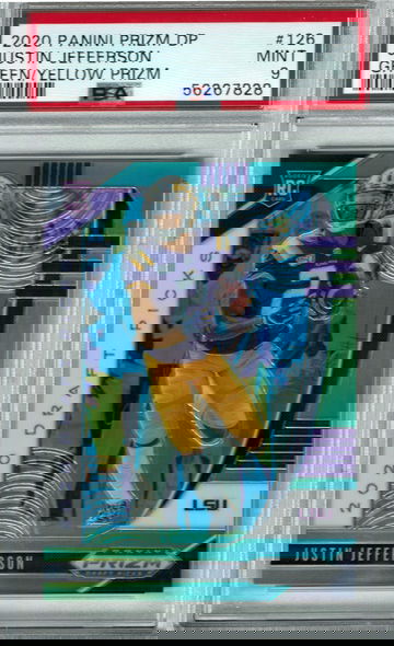 2020 Prizm DP Justin Jefferson Green/Yellow /249 PSA 9 MINT