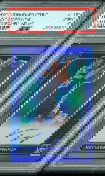 2021-22 Panini Donruss Optic Trey Murphy III BLUE Rookie Auto 40/49 PSA 9