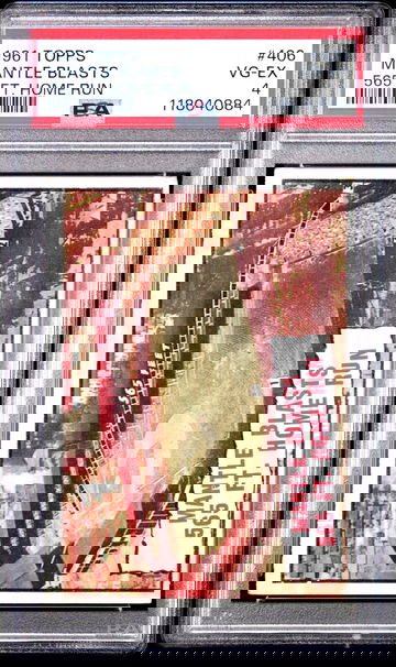 1961 Topps Baseball Baseball Thrills Mickey Mantle #406 PSA 4