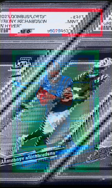 2023 Panini Donruss Optic Green Hyper Anthony Richardson #247 RC PSA 9
