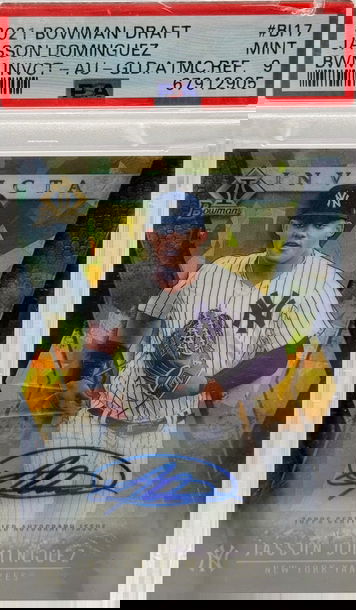 2021 BOWMAN DRAFT JASSON DOMINGUEZ BWM.INVCT- AU - GLD.ATMC.REF/50 #BI17 PSA 9 MINT