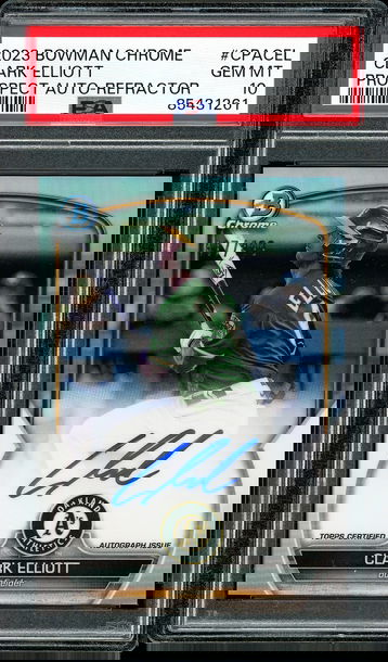 2023 Bowman Chrome Clark Elliott Auto Refractor Oakland 417/499 #CPA-CEL PSA 10